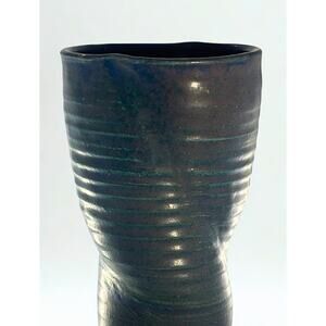 Handmade Tall Pottery Vase / Utensil Holder – 13” Signed Stoneware